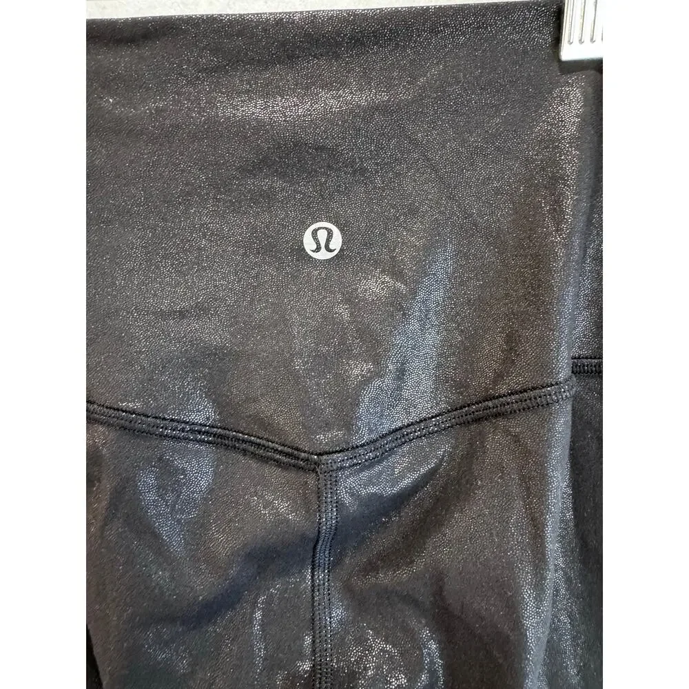 Lululemon Black High Rise Shiny Leggings Full Length Stretch Athletic size 4